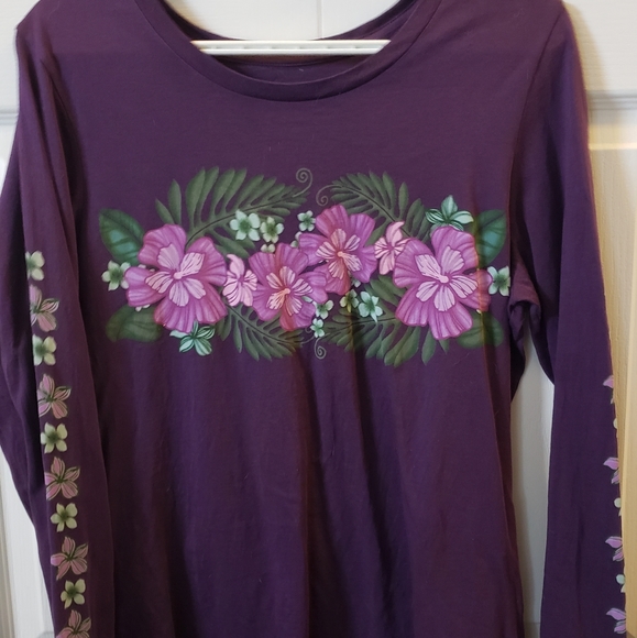 Women's Large Hawaiian Flower long sleeve - Picture 1 of 2